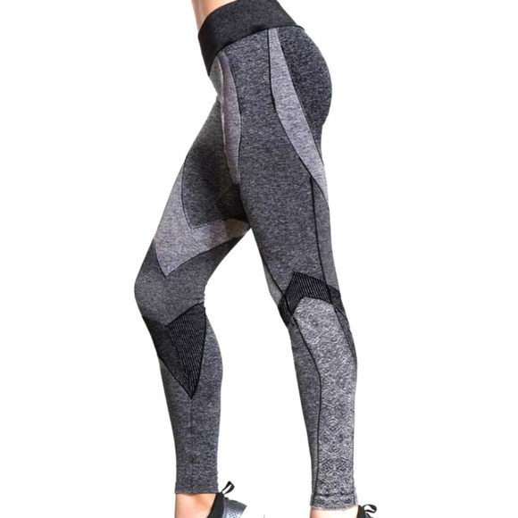 NUX London Leggings NWT Heathered Charcoal and Black Medium Compression Small - Picture 4 of 13